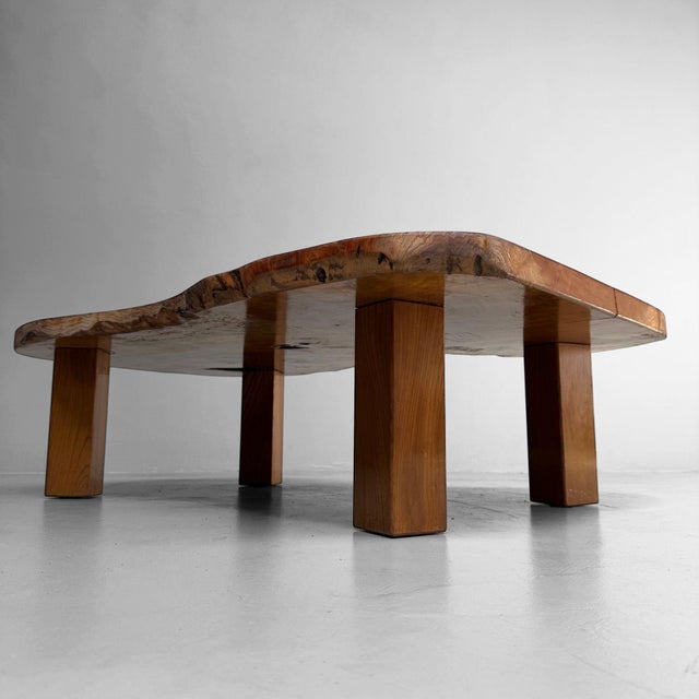 1960s Low Japanese Keyaki Slab Table, 1960s For Sale - Image 5 of 14