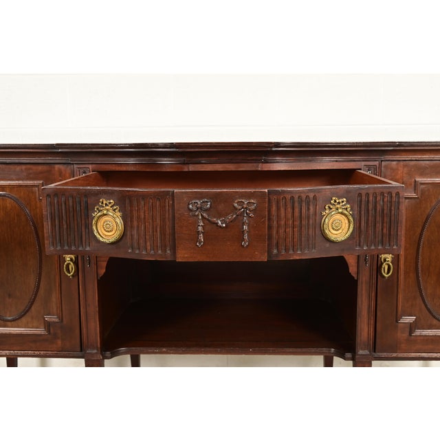 Brown Antique French Regency Louis XVI Carved Mahogany Sideboard or Bar Cabinet For Sale - Image 8 of 16