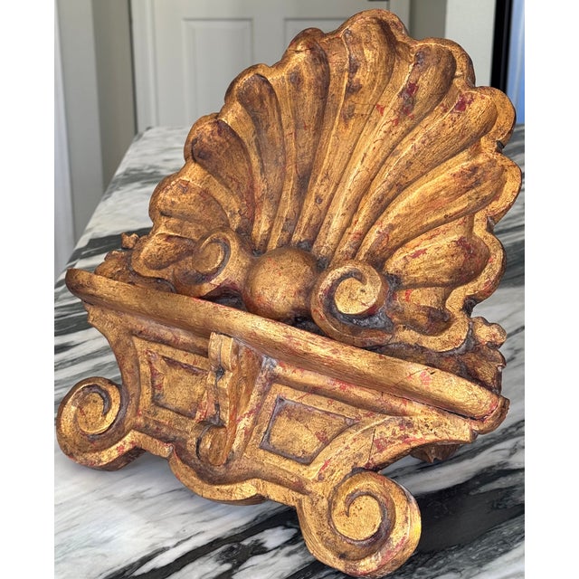 Wood Made in Italy Vintage Grotto Shell Motif Carved Easel For Sale - Image 7 of 16