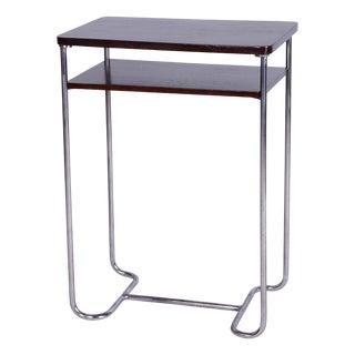 Bauhaus Czech Side Table in Walnut and Chrome from Mücke Melder, 1930s For Sale