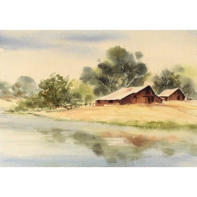 "Shenandoah Valley" - Rural California Landscape in Watercolor on Paper Idyllic country landscape by California artist...