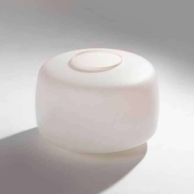 Mid-Century Modern Big Pendant Lamp in White Glass by Valsske Mezirici, Czechoslovakia, 1960s For Sale - Image 3 of 8