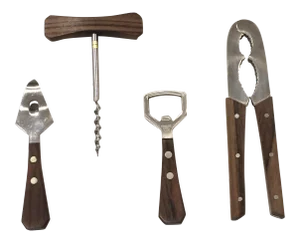 Mid-Century Modern Stainless Steel and Rosewood Bar Tools - Set of 4