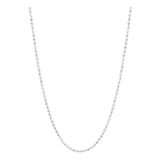 850 Platinum 2.1mm Faceted Diamond Cut Ball Bead Spherical Link Chain Necklace For Sale