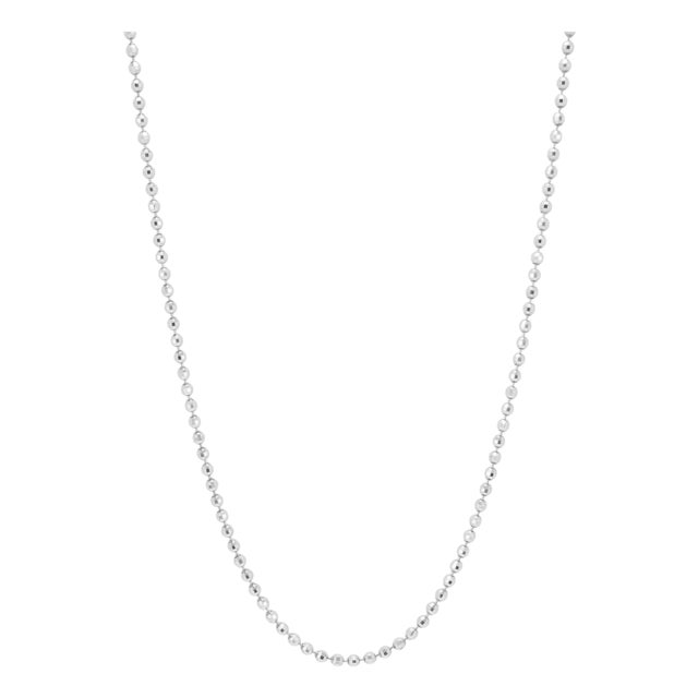 850 Platinum 2.1mm Faceted Diamond Cut Ball Bead Spherical Link Chain Necklace For Sale