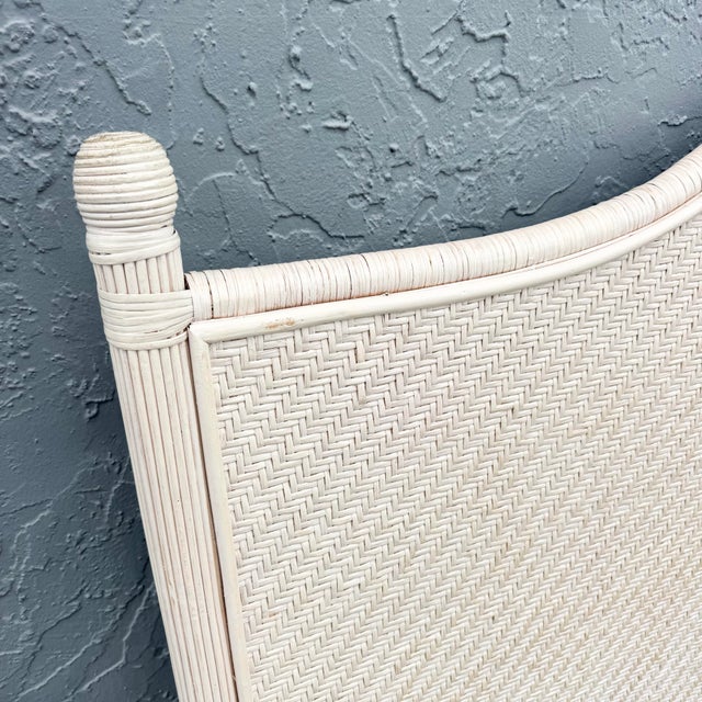 Vintage Boho Chic Wicker Queen Size Headboard For Sale - Image 4 of 5