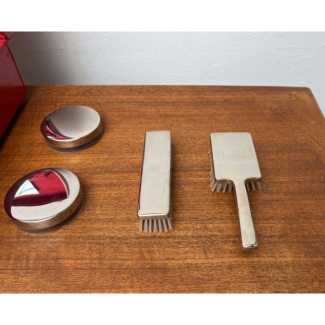 1960s Mid-Century Modern German Red Beauty Vanity Mirror Case, 1960s For Sale - Image 5 of 18