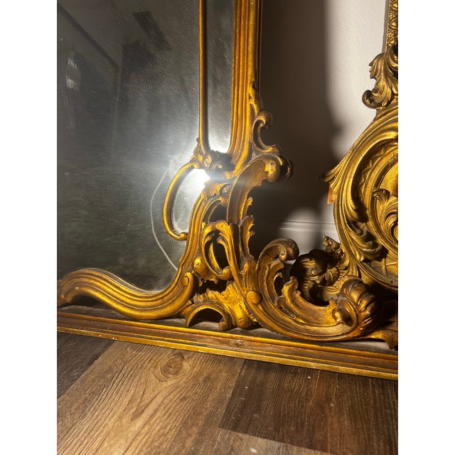French Antique Louis XV Giltwood Mantle Mirror For Sale - Image 11 of 12