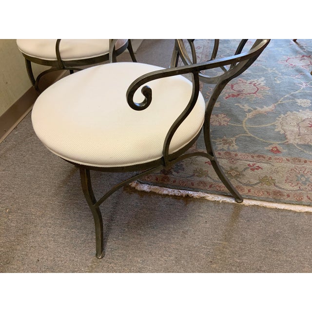 Late 20th Century 21st Century Pair of Hollywood Regency Iron Armchairs With Pewter Finish For Sale - Image 5 of 9