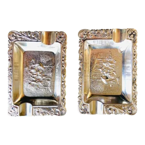 Vintage 1970s Danish Silver Plated Ashtrays Set of 2