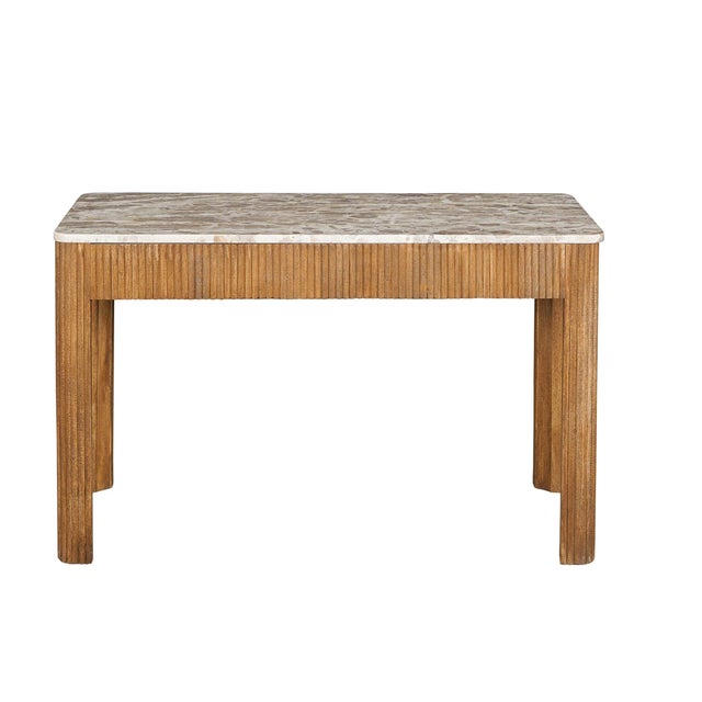 Matthew Izzo Home Tambour Mango Wood Marble Topped Desk/Side Table For Sale In New York - Image 6 of 6