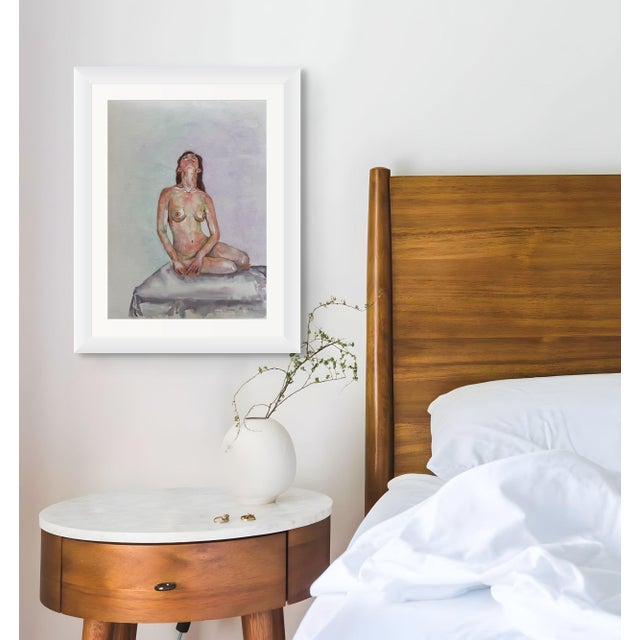2020s "Embracing the Light" Original Impressionist Nude Figure Watercolor on Paper Painting Art by Anna Novick, Framed For Sale - Image 5 of 9