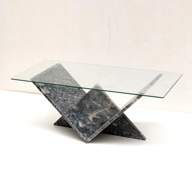 1970s Vintage Glass & Marble Coffee Table, 1970s For Sale - Image 5 of 7