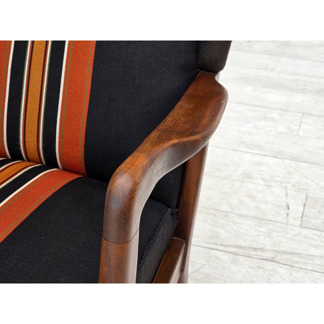 Brown Danish Highback Armchair in Wool and Beech by Fritz Hansen, 1960s For Sale - Image 8 of 18