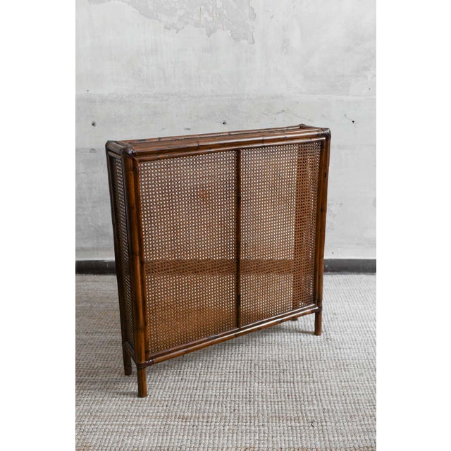 Bamboo and Vienna Straw Radiator Cover with Leather Binding, in Flawless conditions. Designed 1980 to 1989