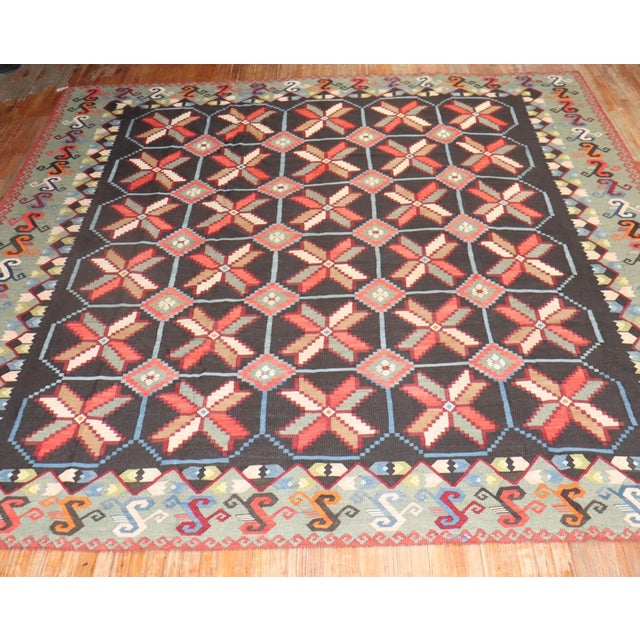 Early 20th Century Besserabian Large kilim - 11'9" x 13' For Sale In New York - Image 6 of 10