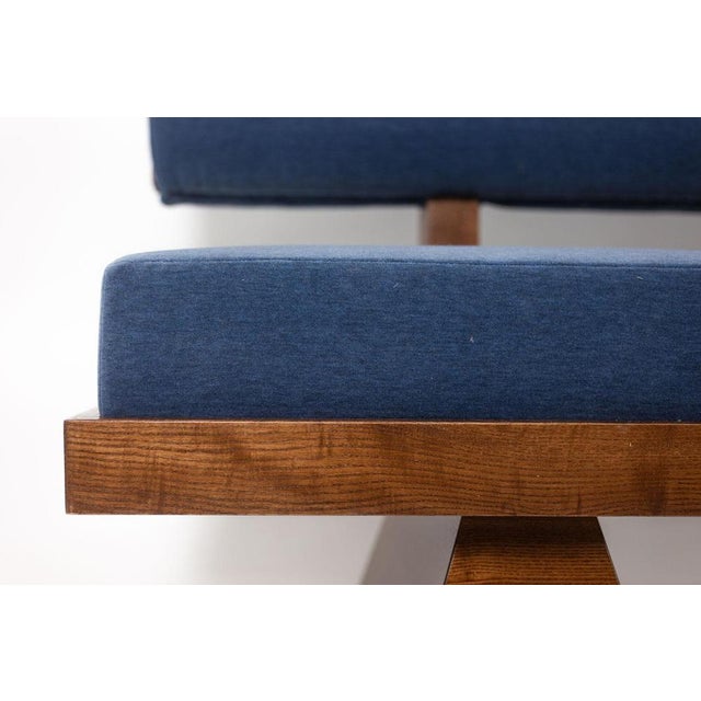 Blue 3-Seater Sofa in Ash Wood and Blue Mohair Velvet For Sale - Image 8 of 11