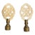 Late 20th Century Pair of Carved Stone Floral Lamp Finials With Brass Bases For Sale