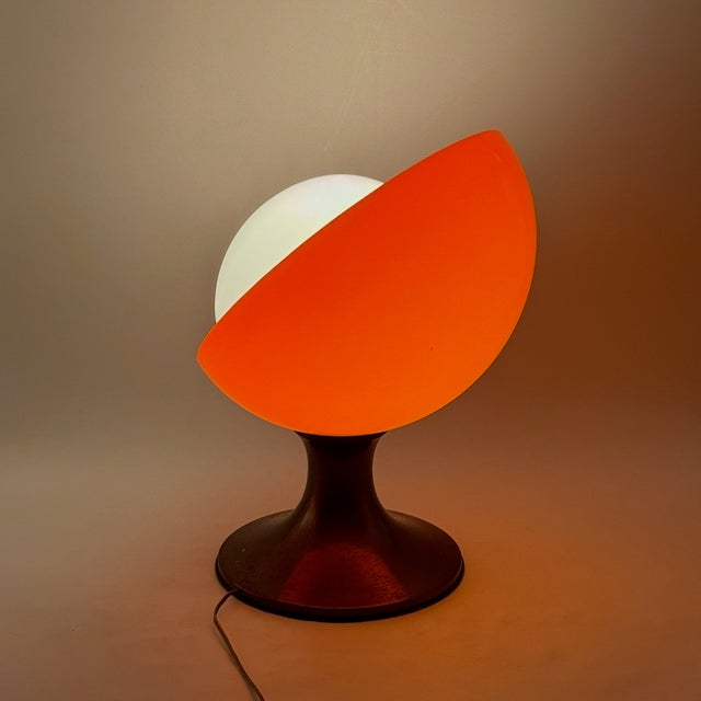 Italian Space Age Table Light in Orange Abs and Opaline Glass, 1970s For Sale - Image 6 of 15