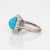 1ct Diamond Turquoise Square Ring Vintage 18k White Gold Cocktail Jewelry size 7.5 For Sale - Image 4 of 6
