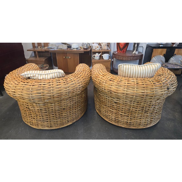 Ralph Lauren Ralph Lauren Bamboo Woven Tub Chairs and Ottoman/Table- A Set For Sale - Image 4 of 10
