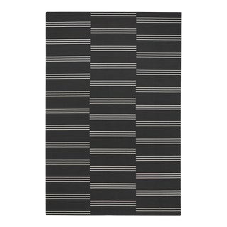 Stripes by Nordic Knots, Flatweave Area Rug in Anthracite/Cream, Size 8' X 10' For Sale