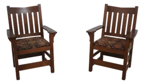 Pair of Stickley Mission Oak Arm Chairs