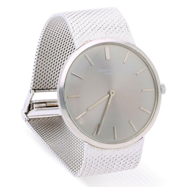 1970s Patek Philippe Calatrava 3468 34mm Gray Dial 18k White Gold Watch For Sale In Miami - Image 6 of 14