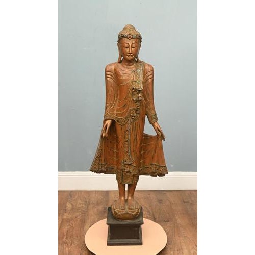 Large Burmese Carved Buddha Statue For Sale - Image 18 of 18