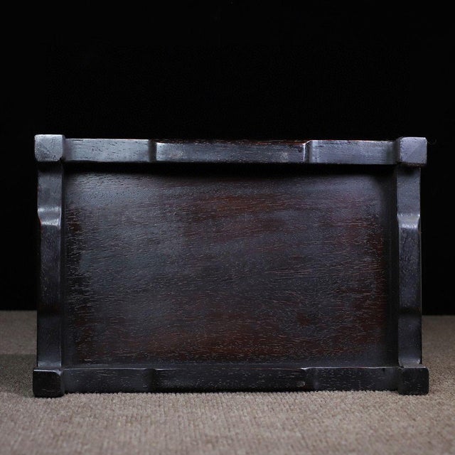 Brown Dark Hardwood Storage Chest, Mother-of-Pearl Shell Inlay, Mandarin Ducks & Deer, Chinoiserie Decorative Treasure Box ## Dimensions For Sale - Image 8 of 10