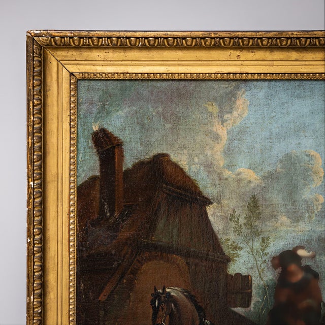 After August Querfurt, Hunting Party, 1800s, Oil on Canvas For Sale - Image 6 of 12