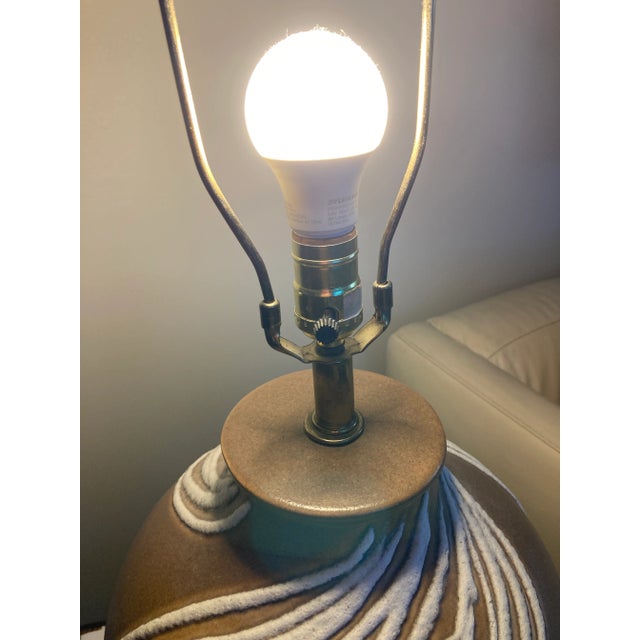 Mid-Century Modern Lava Glazed Abstract Ceramic Table Lamp For Sale - Image 11 of 13