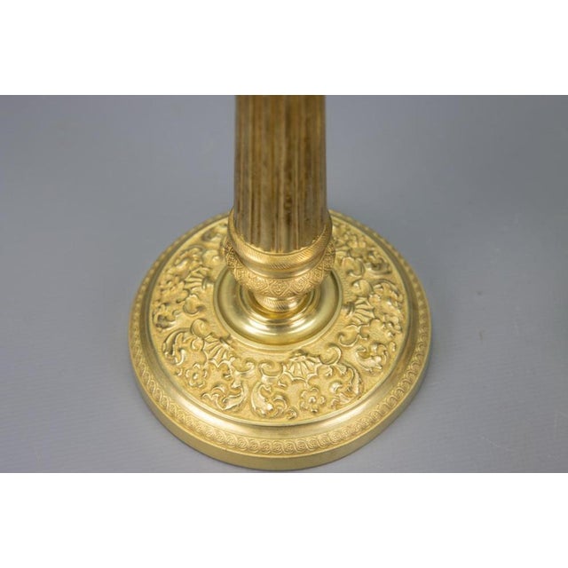 Antique French Brass Candlesticks with Floral Motifs, 1920s, Set of 2 For Sale - Image 10 of 18