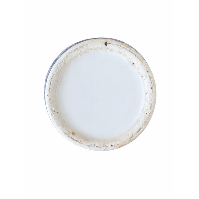 Vintage Chinese Blue & White Porcelain Floral and Bird Vase With Greek Key Border For Sale - Image 4 of 4