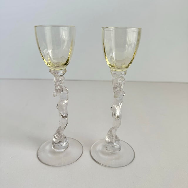 Cambridge Statuesque Nude Stem Cordial Glasses Brandy Port Wine Pale Yellow Bowl For Sale - Image 9 of 9