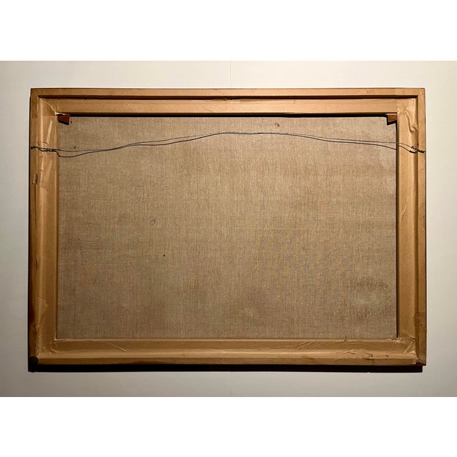 Blue 1970 Original Oil on Canvas Painting by Hungarian Artist Tamás Galambos For Sale - Image 8 of 9