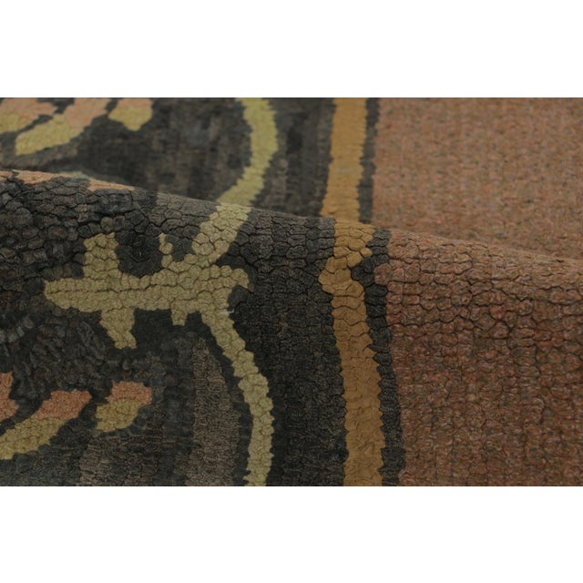 Antique Hooked Rug With Floral Garland Design in Beige and Green - Rug & Kilim For Sale In New York - Image 6 of 7