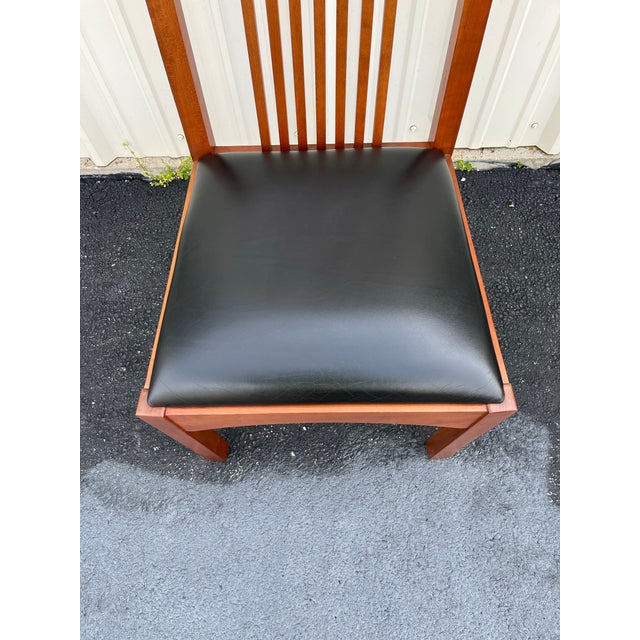 Wood Stickley 21st Century Collection Leather & Cherry Mission Dining Chairs- Set of 6 For Sale - Image 7 of 12
