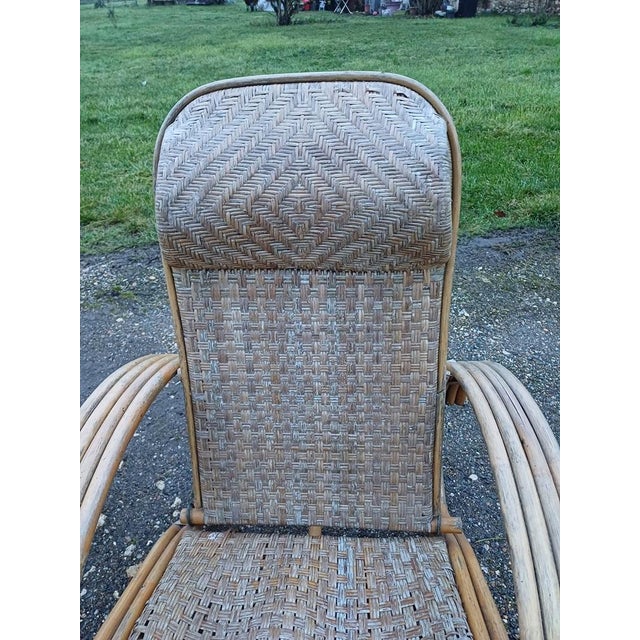 Wood Rattan Deck Chairs, 1970, Set of 2 For Sale - Image 7 of 13