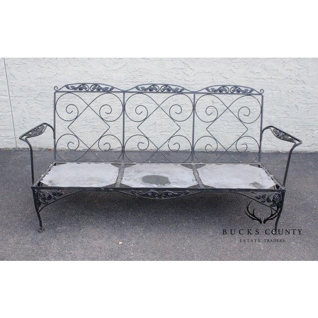 Black Meadowcraft Vintage Wrought Iron Outdoor Garden Sofa For Sale - Image 8 of 12