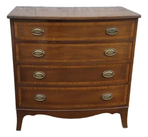 Mid 20th Century Federal Style Banded Mahogany Bow-Front Chest of Drawers
