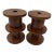 Pair of West Elm Mid-Century Turned Wood Candlesticks For Sale