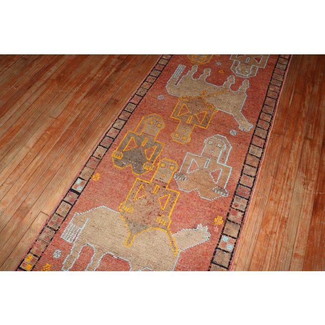 Vintage Turkish Pictorial Anatolian Runner - 3' x 10'11" For Sale - Image 9 of 10