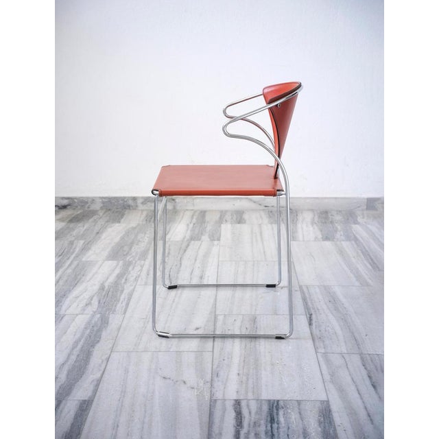 Vintage Chromed Steel and Leather Chairs, 1980s, Set of 4 For Sale - Image 6 of 11