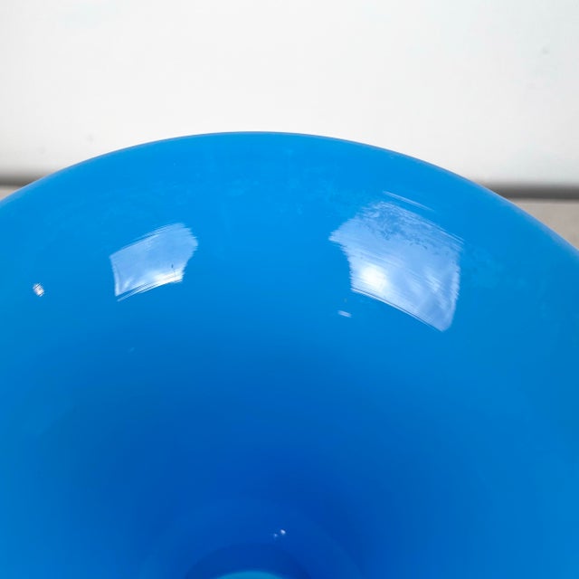 Glass Vintage Blue Opaline Glass Vase For Sale - Image 7 of 8