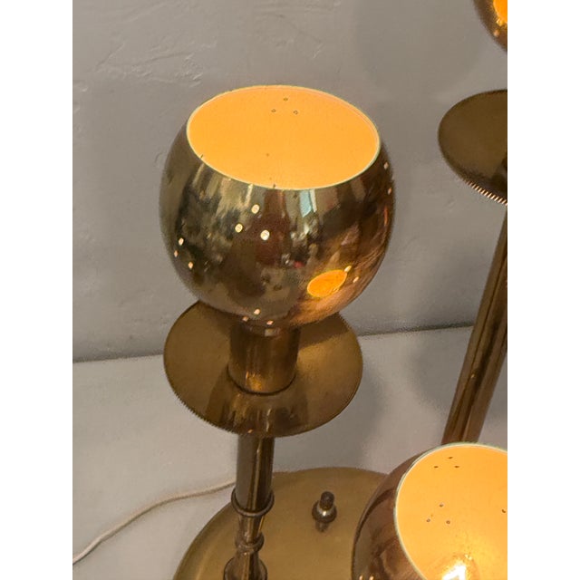 Mid-Century Modern Vintage 3-Tiered Mid-Century Modern Sputnik Brass Table Lamp For Sale - Image 3 of 12