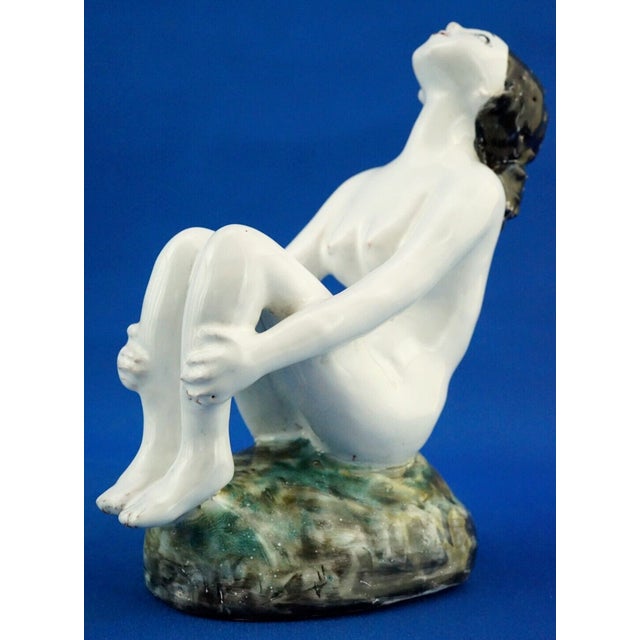 20th Century Art Deco Ceramic Sculpture of a Nude Woman by Aldo Bacchilega, Italy, 1890s For Sale - Image 10 of 18