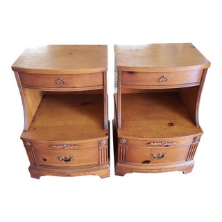 Huntley Furniture 2-Drawer Solid Pine Nightstands, Circa 1940s, a Pair For Sale