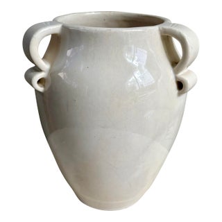 Vintage Fulper Pottery Vase #887 3 Ribbon Handles Circa 1930s Collectible VTG For Sale