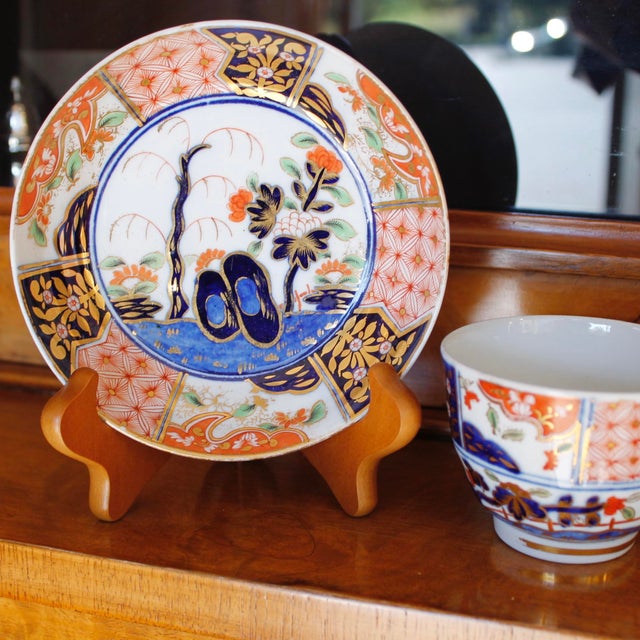 Early 19th Century Chamberlains Worcester “Rock & Tree” Pattern Porcelain Tea Cup & Saucer For Sale - Image 5 of 18